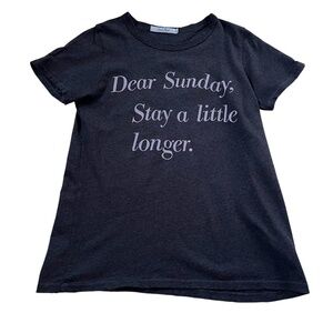 Junk Food Dear Sunday Stay a Little Longer Graphic Tee Sz S Gray Athleisure
